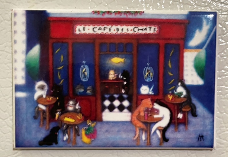 Le Cafe des Chats 2x3 Cat Refrigerator Magnet image 1