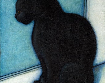 Black Cat in the Window.  8 x 10 print