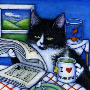 Breakfast with Charlie 2x3 Tuxedo Cat Refrigerator Magnet image 3