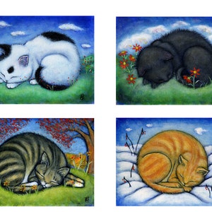 Cat cards. The 4 Seasons. Set of 5