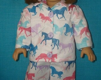 Horses//Blue Pajamas for 18/" Doll Clothes American Girl