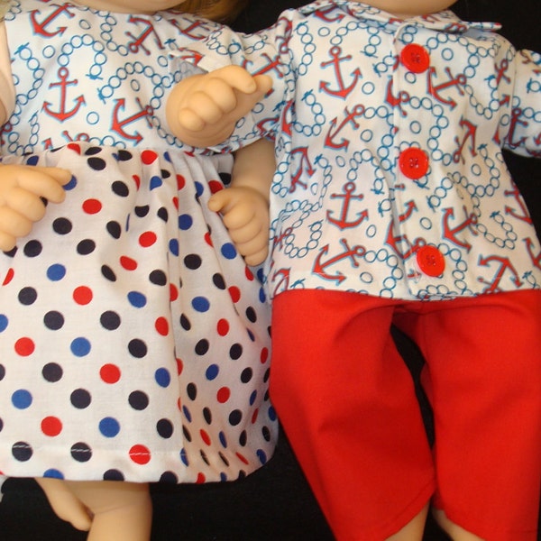 American Girl Doll Clothes/Anchors Aweigh/Made to fit 15" Bitty Baby Twins/READY TO SHIP