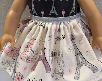 18" Doll Clothes, Fits Like 18" American Girl Doll Clothes, Eiffel tower dress, doll dress, Am girl, ag doll, READY To Ship, party dress