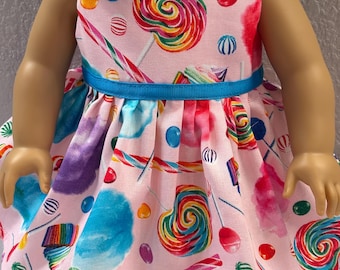 18" Doll Clothes, Fits Like 18" American Girl Doll Clothes, candy dress, doll dress, Am girl, ag doll, READY To Ship, party dress, pink