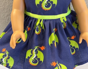 18" Doll Clothes, Fits Like 18" American Girl Doll Clothes, Dragons, doll dress, Am girl, ag doll, READY To Ship, party dress, fancy dress