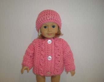 18" doll clothes, Fits 18" American Girl Doll , sweater, cap, pink, ag doll, am girl, school, handmade, fashion, READY TO SHIP