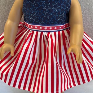 18&quot; Doll Clothes, Fits Like 18&quot; American Girl Doll Clothes, Patriotic dress, doll dress, Am girl, ag doll, READY To Ship, party dress, stars