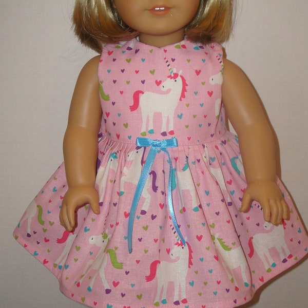 18" Doll Clothes, Fits Like 18" American Girl Doll Clothes, Unicorns, Pink, Dress, Am girl, ag doll, hearts, fancy dress