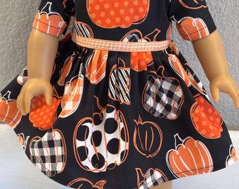 18" Doll Clothes, Fits Like 18" American Girl Doll Clothes, Pumpkin dress, doll dress, Am girl, ag doll, READY To Ship, party dress, fall