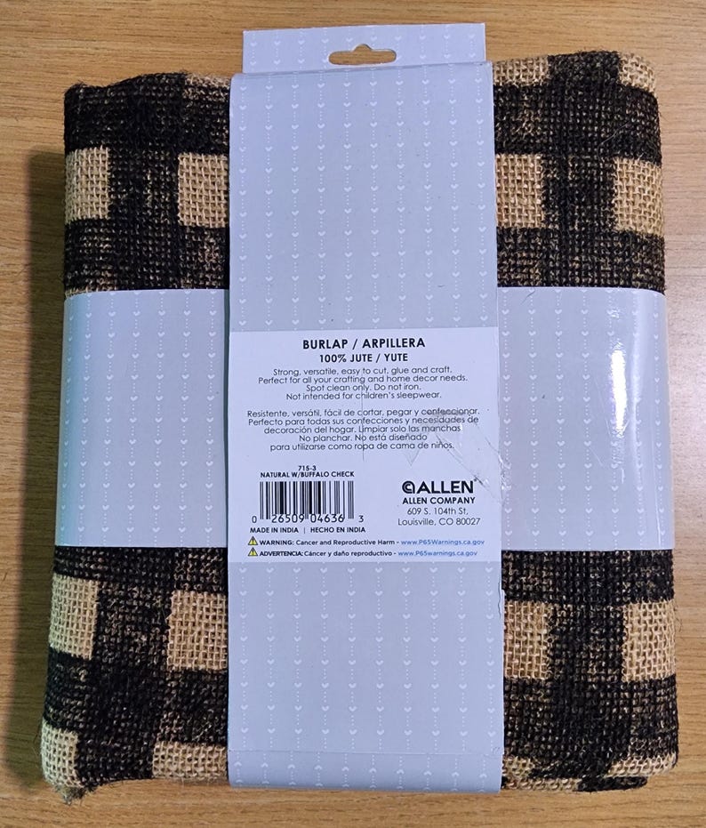 Buffalo Check - Allen Company Burlap Fabric (46" x 72", Precut) image 2