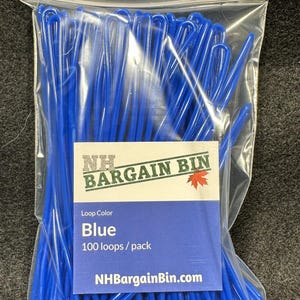 Blå 15 cm flexibla plastöglor för bagageetiketter (100 per väska)