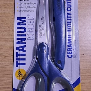 Westcott 8" Titanium Scissors + Ceramic Utility Cutter - Heavy Duty Bonus Pack