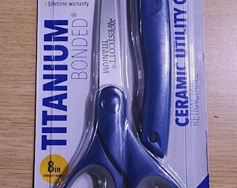 Westcott 8" Titanium Scissors + Ceramic Utility Cutter - Heavy Duty Bonus Pack