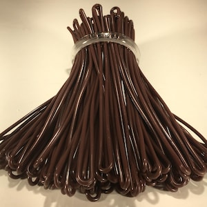 Luggage tag worm loops, espresso bean (brown) 6 inch, 100 each