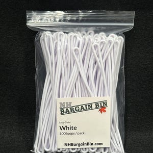 "Weiss 6 ""flexible Kunststoffschlaufen für Gepäckanhänger (100 pro Tasche)"