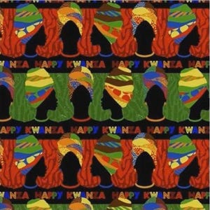 Happy Kwanzaa African Heritage - David Textiles Cotton Fabric (1 Yard, Pre-Cut)