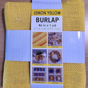Lemon Yellow Jute Burlap Wide Weave Fabric - Allen Company - 46 In X 1 Yd image 1