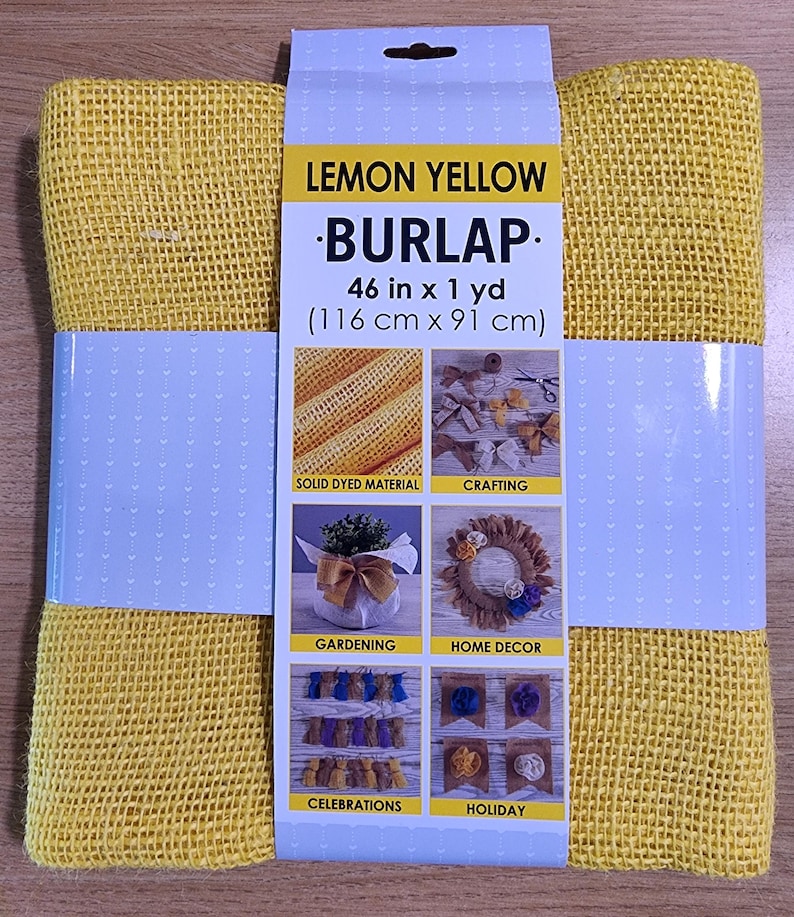 Lemon Yellow Jute Burlap Wide Weave Fabric - Allen Company - 46 In X 1 Yd image 1