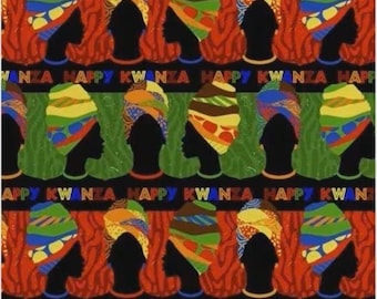 Happy Kwanzaa African Heritage - David Textiles Cotton Fabric (1 Yard, Pre-Cut)