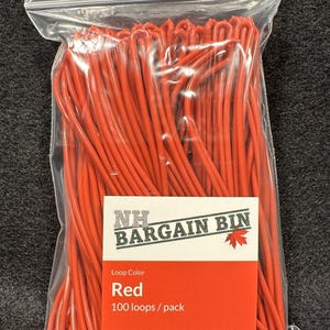 Röda 15 cm flexibla plastöglor för bagageetiketter (100 per väska)