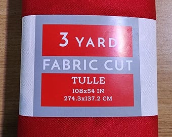 Red Tulle Fabric (3 Yard, Pre-Cut)