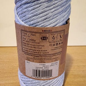 Oxford Grey, Macrame Crochet Knit Yarn  - Lion Brand (9mm, 77 Yards)
