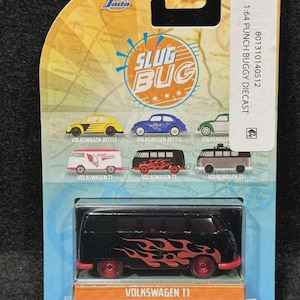 Volkswagen T1 Black with Flames - Punch Buggy Series (Jada, 1:64)