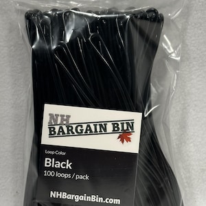 Svarta 15 cm flexibla plastöglor för bagageetiketter (100 per väska)