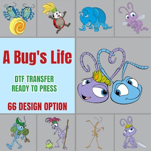 A Bug's Life DTF Transfer Ready To Press 66 Design Option, Cute Insect Ant DTF, Cartoon Bug Heat Transfer, Kids Cute Bug Iron On Decal