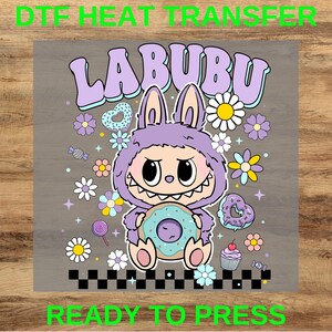 Labubu DTF, Floral Labubu Donut Dtf, Pastel Cartoon Character Dtf, Kawaii Dtf, Cute Labubu Dtf, Labubu Gift, Cute Anime Gift, Dtf, Kids Dtf