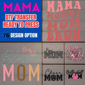 Mama DTF Transfer Bundle, 76 Designs Ready to Press, Mother's Day, Cheer, Volleyball Mom