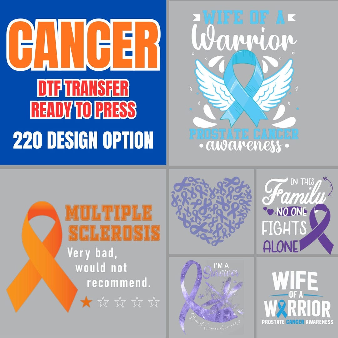 Cancer Awareness DTF Mega Bundle 220 Designs, Warrior Survivor Support ...