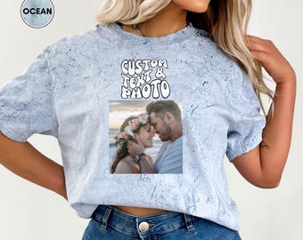 Personalized Photo and Text T-Shirts, Comfort Colors Distressed Photo T-Shirt, Custom Text Sweatshirts, Custom Tee, Custom T-Shirt for Women