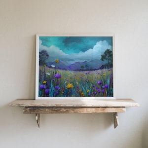 Pastel Wildflower Meadow Dreamy Landscape Wall Art, A Tranquil Spring Floral Flower Printable Print, Botanical Home Decor (Digital Download)