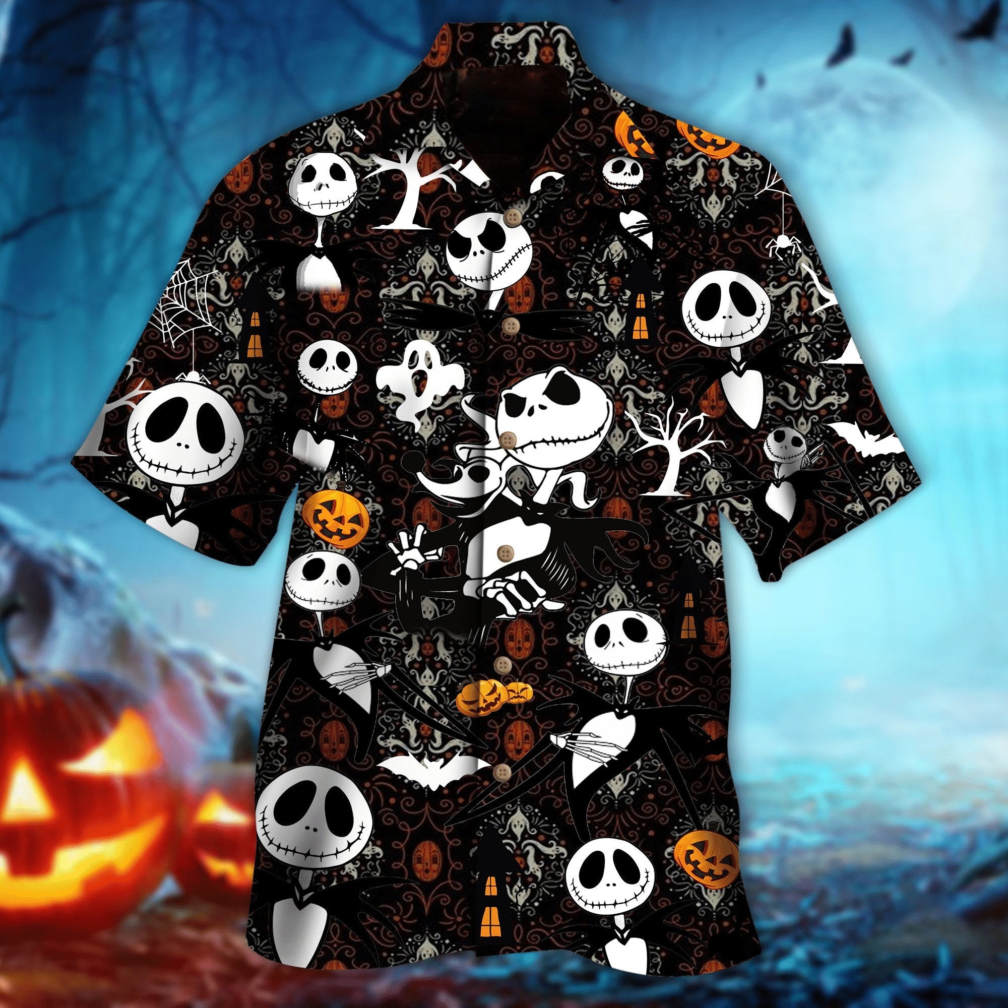 Jack Skellington Halloween Pumpkin Hawaiian Shirt Jack Skellington Halloween Pumpkin Hawaiian Shirt