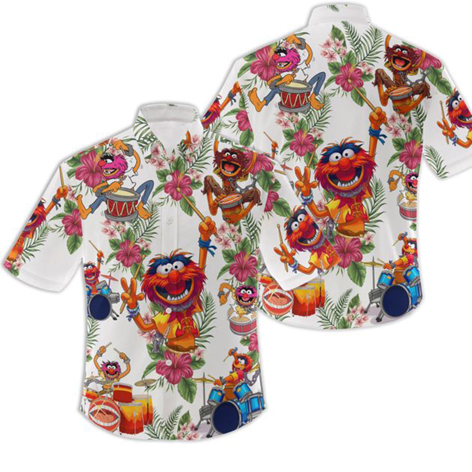 Muppet Playing Drum Tropical Flower Hawaiian Shirt Muppet Playing Drum Tropical Flower Hawaiian Shirt