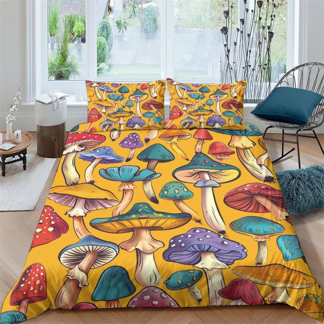 Colored Poisonous Mushroom Duvet Cover Set Kids Comforter Cover ...