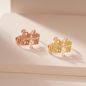 Anel delicado com dois nomes, anel com dois nomes em prata esterlina, anel personalizado com dois nomes, anel minimalista com dois nomes, presentes para o dia das mães,