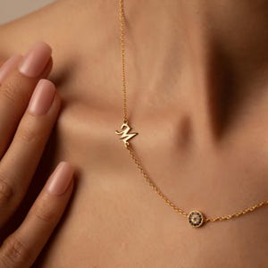 Colar com letras iniciais personalizadas de mau-olhado, colar com letras personalizadas de mau-olhado, presente de Dia das Mães, pingente de proteção personalizado