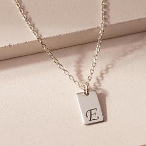 Sterling Silber Brief Anhänger Halskette, Familie Tag Initial Halskette, Benutzerdefinierte Initial Tag Halskette, Muttertag Geschenke,
