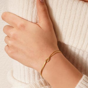 Sterling Silver Love Knot Bracelet: Dainty Snake Chain
