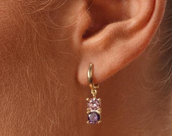 Dainty Gold Family Birthstone Earrings, Personalized Birthstone Earrings, Custom Birthstone Earrings, Birthstone Earrings for Mom,