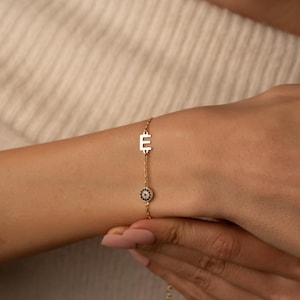 Pulseira personalizada com letras iniciais de mau-olhado, Pulseira personalizada com letras de mau-olhado, Pulseira de proteção personalizada, Presente para o Dia das Mães