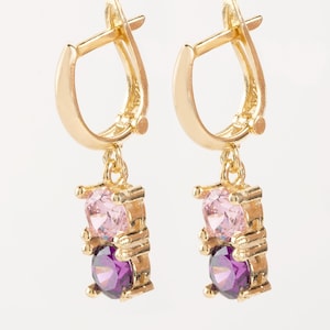 Custom Birthstone Dangle Earrings: Sterling Silver Personalized Jewelry