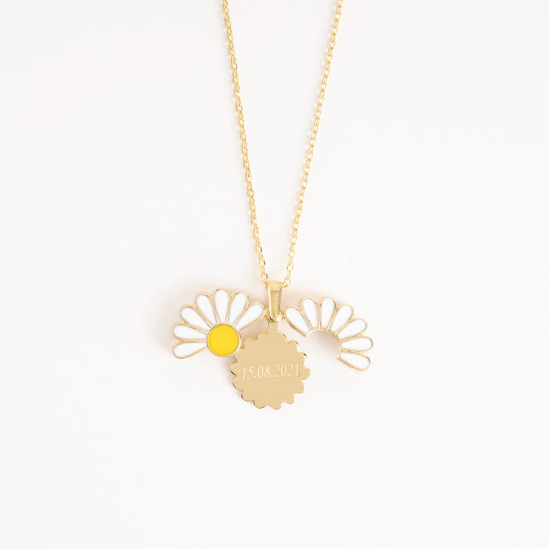 Personalized Daisy Necklace, Openable Daisy Necklace with Secret Message, Custom Hidden Name Daisy Necklace, Dainty Gold Daisy Necklace, image 6