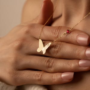 Sterling Silber Initial Halskette mit Schmetterling, personalisierte Schmetterling Halskette mit Birthstone, Muttertagsgeschenk, Brief Schmetterling Halskette