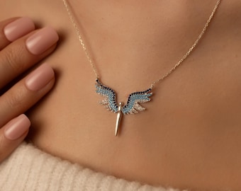Guardian Angel Wings Necklace, Archangel Michael Necklace, Dainty Angel Wing Necklace, Religious Angel Pendant, St Michael Necklace,