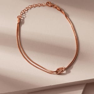Sterling Silver Love Knot Bracelet: Double Snake Chain Friendship Jewelry