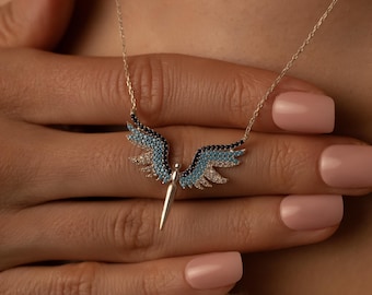 Guardian Angel Wings Necklace, Archangel Michael Necklace, Dainty Angel Wing Necklace, Religious Angel Pendant, St Michael Necklace,