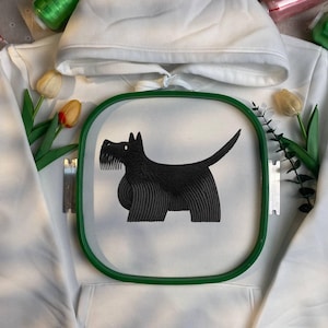 Black Scottish Terrier Hoodie – Embroidered Pet Lover Gift, Dog Mom Sweatshirt